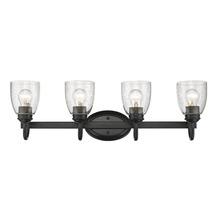  8001-BA4 BLK-SD - Parrish 4 Light Bath Vanity in Matte Black with Seeded Glass